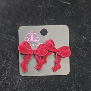 Paparazzi Scarlet Velvet Bow Earrings